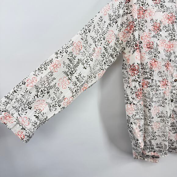 Anthropologie Enchanted Floral Embroidered Button Down Shirt Size Med / Large - Picture 4 of 12